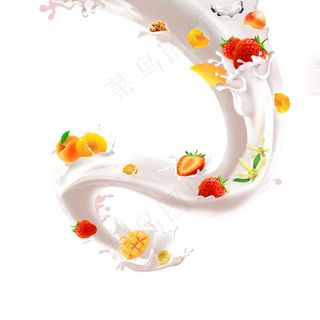 水果牛奶装饰元素
