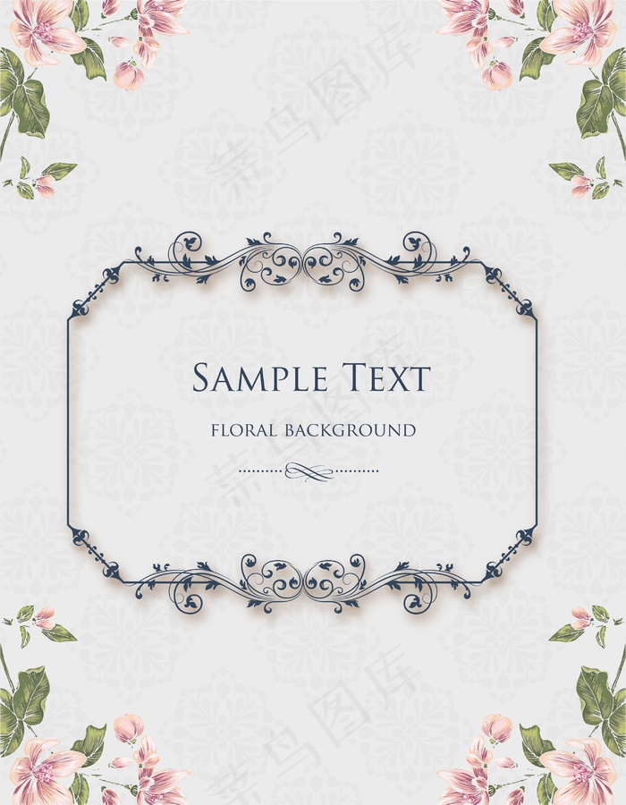 花卉矢量插画与花的框架和春天的花朵