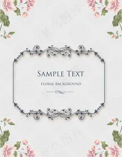 花卉矢量插画与花的框架和春天的花朵