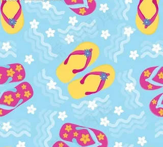 清凉夏日海滩拖鞋背景图片