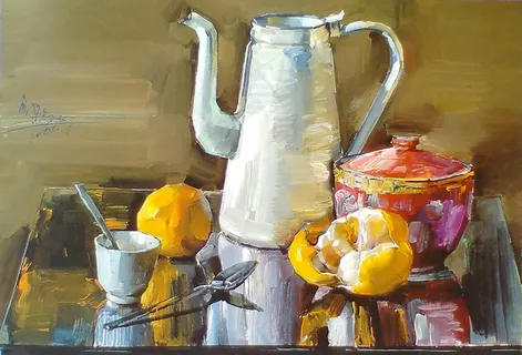 郭振山水粉画图片