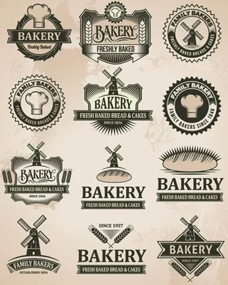 复古的面包的标签向量集01
