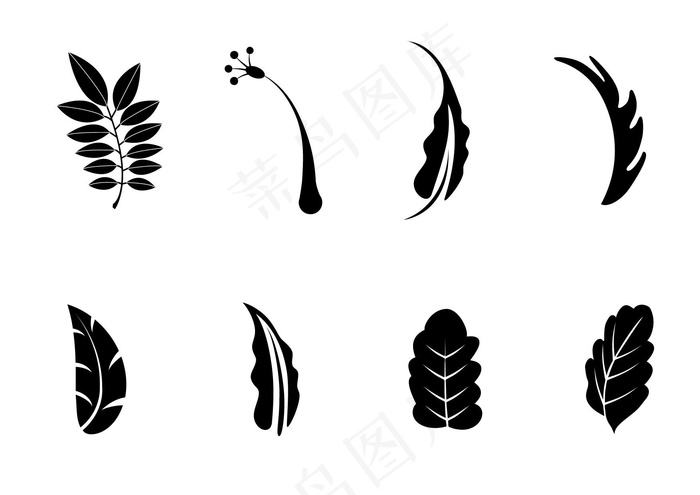 小清新卡通叶子剪影元素