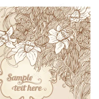 复古花卉的请柬矢量素材 复古花卉的请柬矢量素材