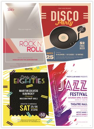 梦幻绚丽时尚音乐海报素材模版PSD...