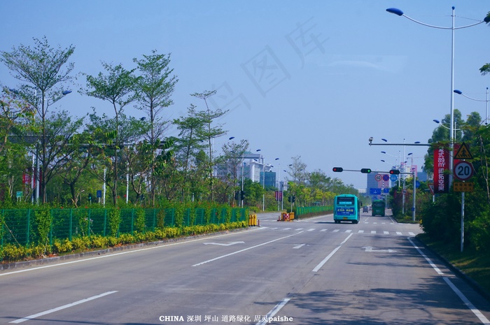 城市干道 绿色道路图片