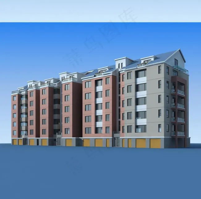 大气都市住宅区多层建筑模型