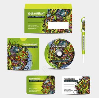 绘画花纹卡片设计矢量素材