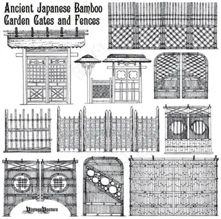 线稿竹板门——矢量素材