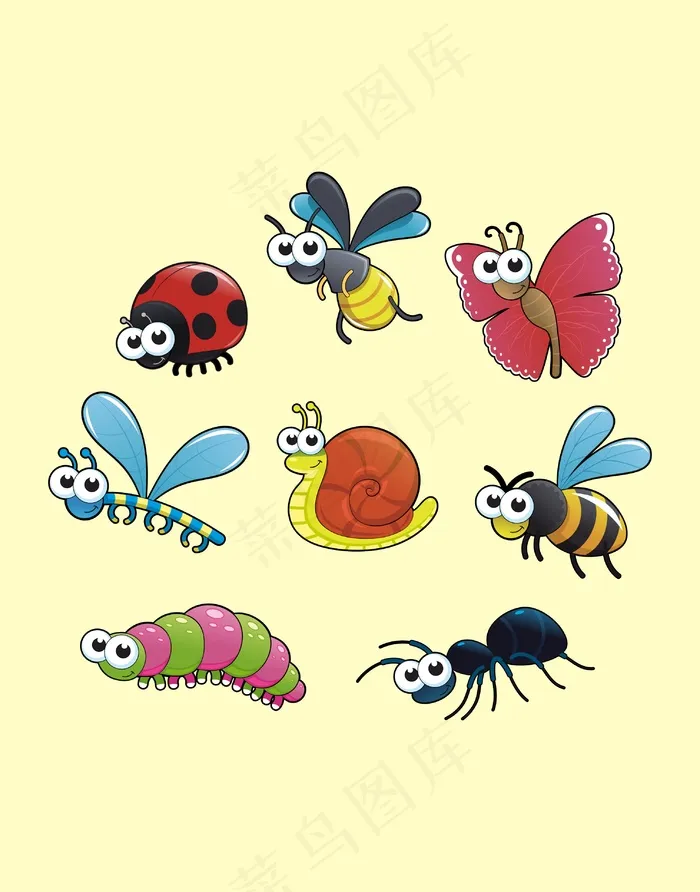 昆虫卡通图案cdr矢量模版下载