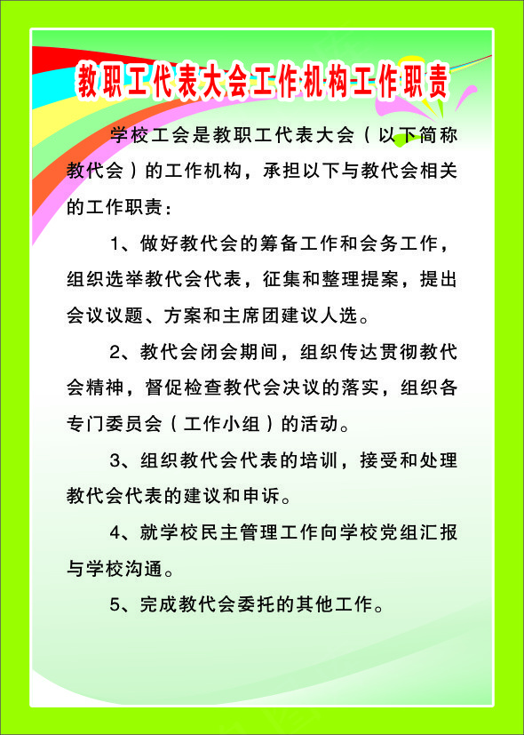 教职工代表大会工作机构工作职责cdr矢量模版下载