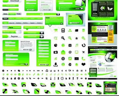 绿色的网页设计元素矢量素材