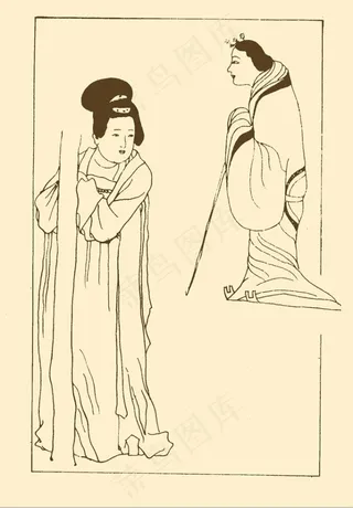 中国历代服饰白描