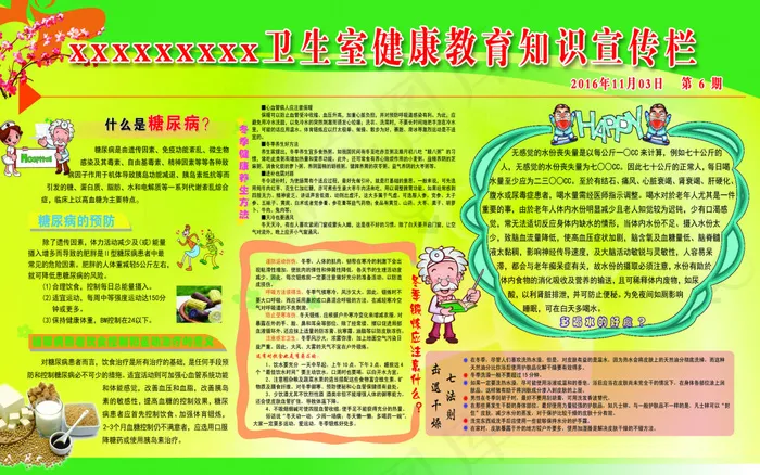 颍阳镇周庄卫生室健康教育知识宣传栏(5669X3543(DPI:72))psd模版下载