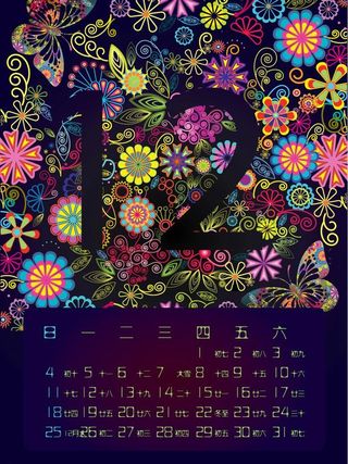 2011挂历 12月 时尚 花纹