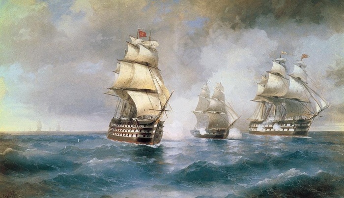 航海大海油画图片