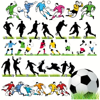 足球运动人物剪影矢量素材
