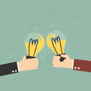 两个卡通创意灯泡 两个卡通创意灯泡