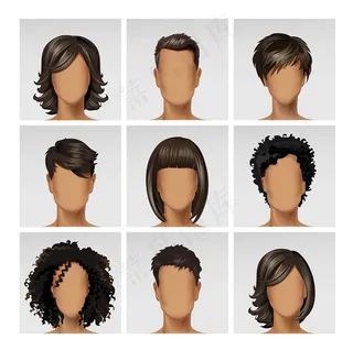 头发美发矢量素材