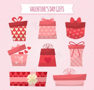 8款创意情人节礼盒矢量素材
