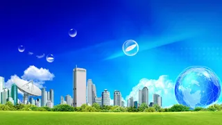 蓝色科技城市背景