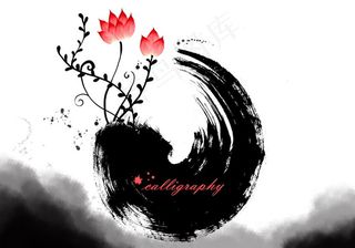 水墨渲染背景psd素材