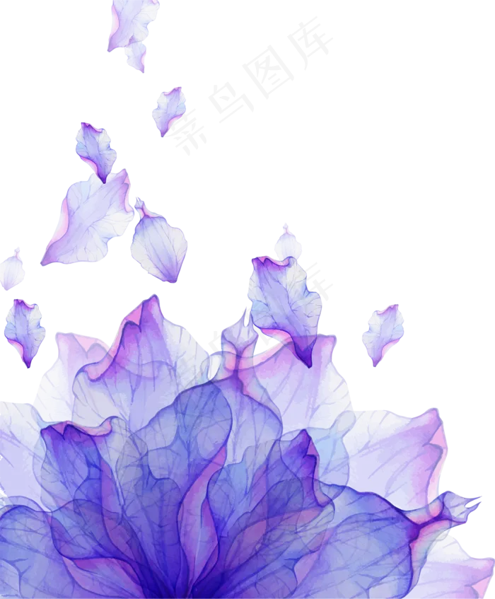 紫色水墨花朵装饰图案