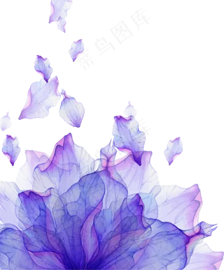 紫色水墨花朵装饰图案