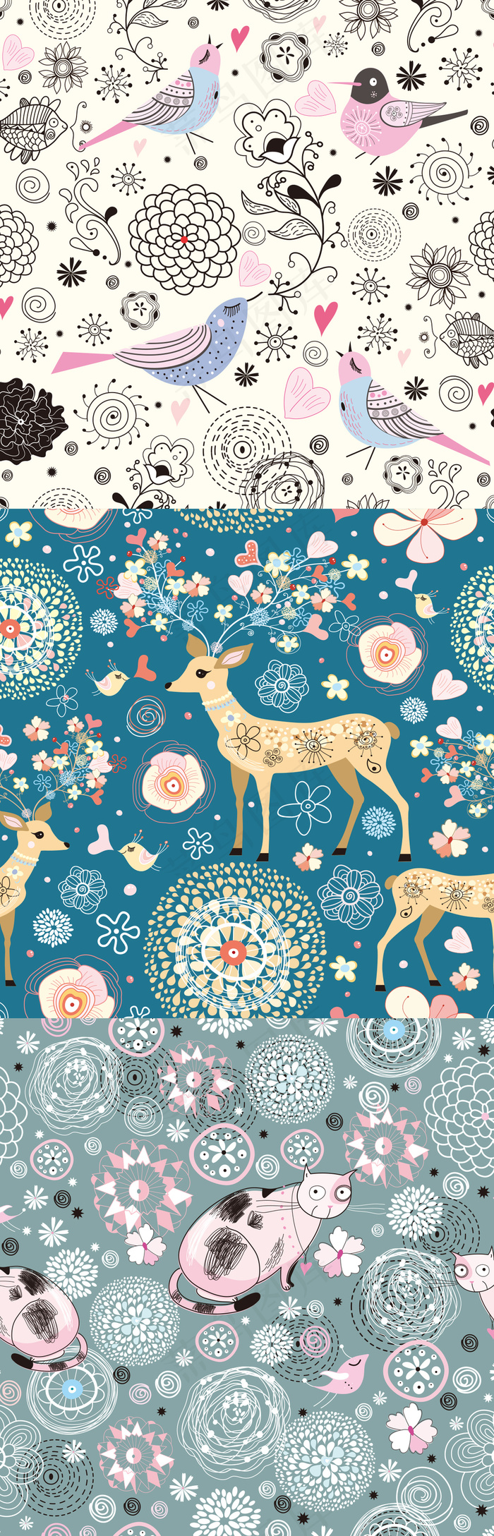 2017北欧风唯美手绘秋天森林动物...