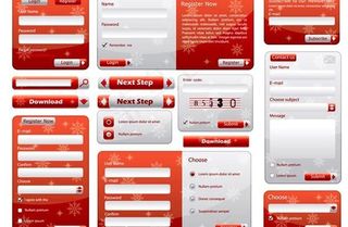 可爱的圣诞主题的网页设计元素矢量素...