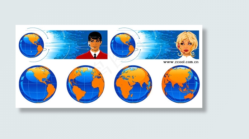 地球科技客服矢量素材