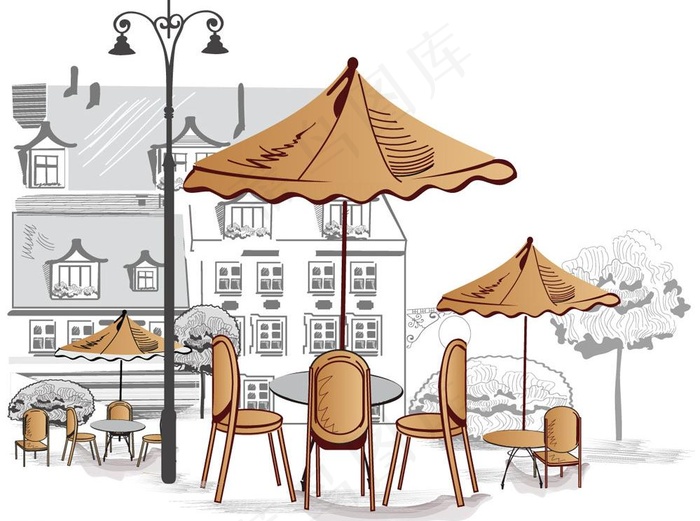 街边咖啡厅 城市建筑图片