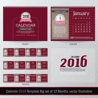 2016猴年日历模板矢量素材V.18