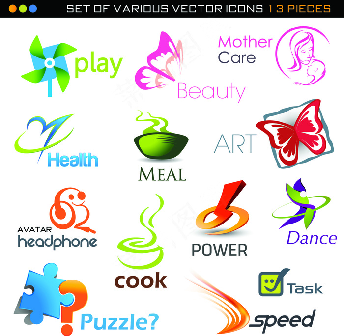 精致的三维标志设置为02