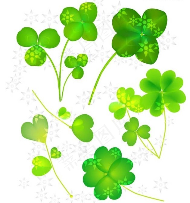 可爱的四叶草植物矢量素材