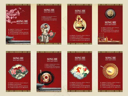 红色潮流名片设计矢量素材