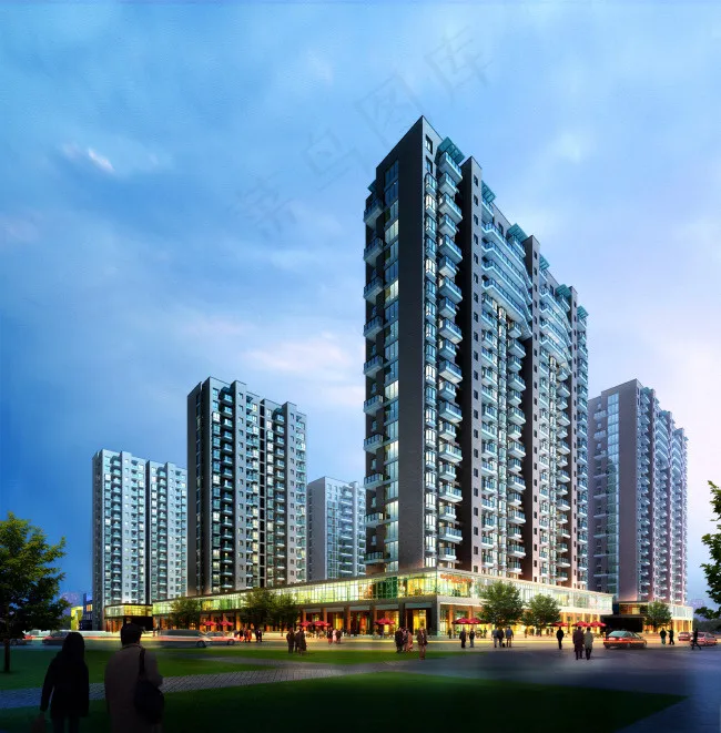 建筑外观后期psd模版下载