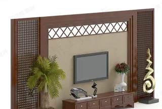 3D中式背景墙模型