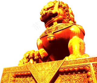 古代石狮子中国风设计海报素材