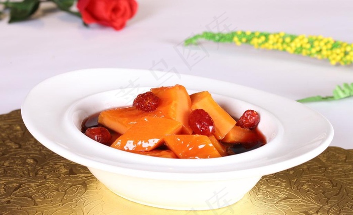 冰汁红酒木瓜图片