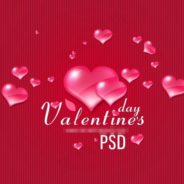 浪漫心形背景psd分层素材psd模版下载