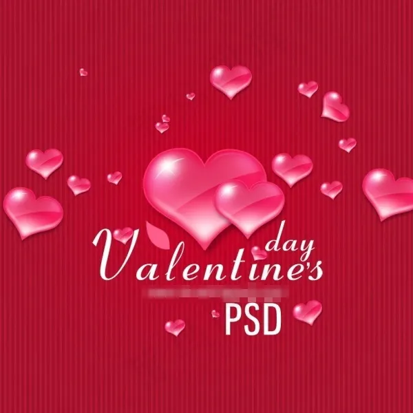 浪漫心形背景psd分层素材psd模版下载