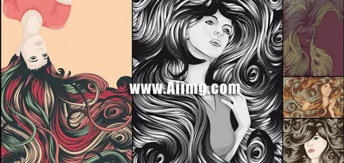 潮流发型矢量素材