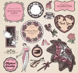 欧式花纹边框标签设计图片