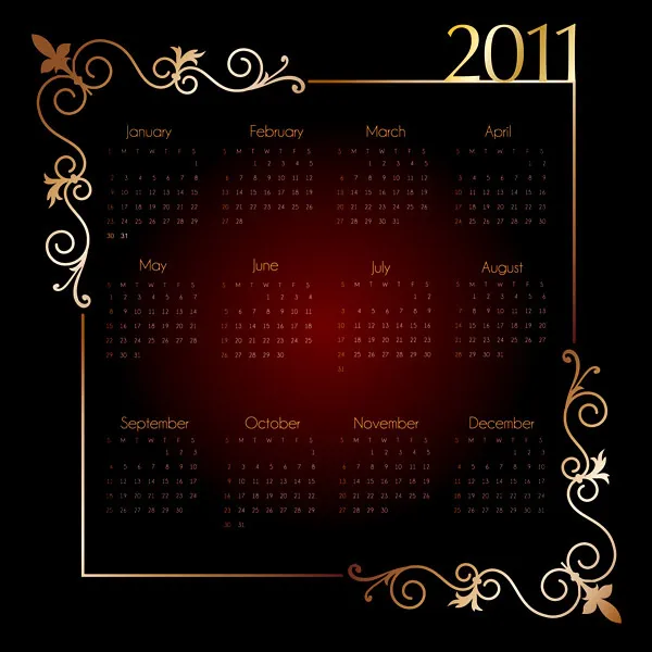 2011年日历模板矢量图eps,ai矢量模版下载