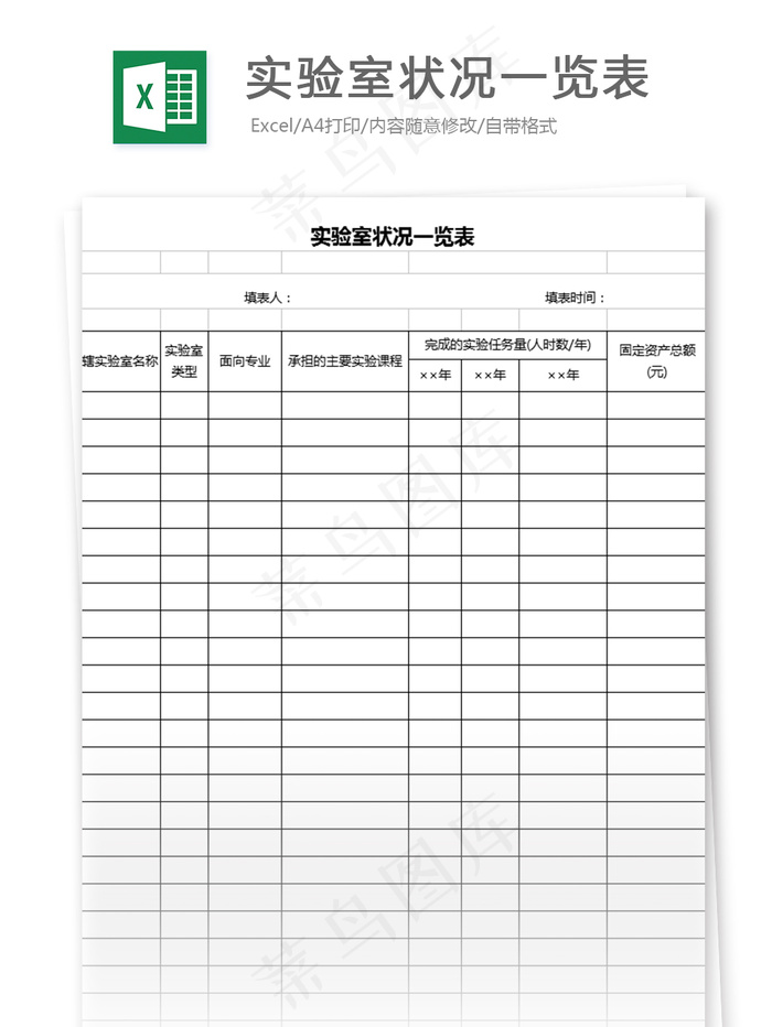 实验室状况一览表格