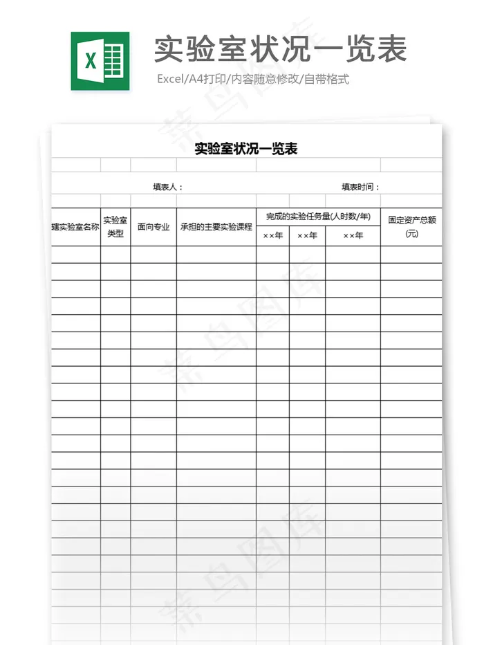 实验室状况一览表格