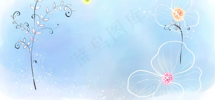 水彩花卉背景PSD分层模板psd模版下载