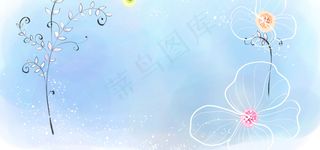 水彩花卉背景PSD分层模板