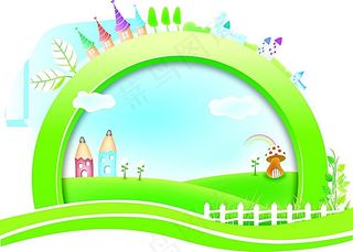 绿色草地栅栏背景